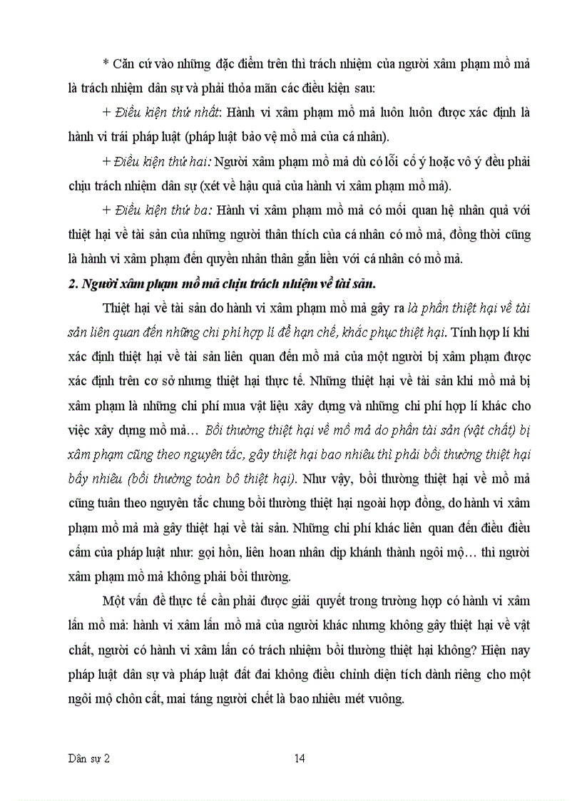 image for page Bài tập học kì dân sự 2 bồi thường thiệt hại do xâm phạm thi thể mồ mả