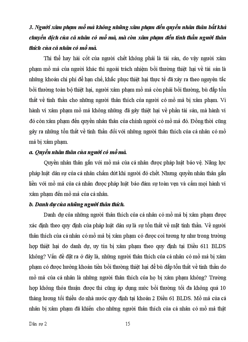 image for page Bài tập học kì dân sự 2 bồi thường thiệt hại do xâm phạm thi thể mồ mả