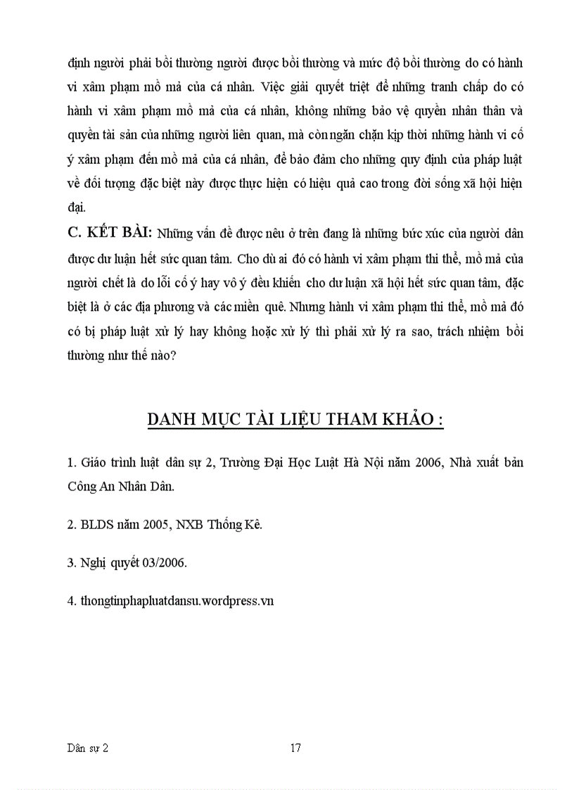image for page Bài tập học kì dân sự 2 bồi thường thiệt hại do xâm phạm thi thể mồ mả