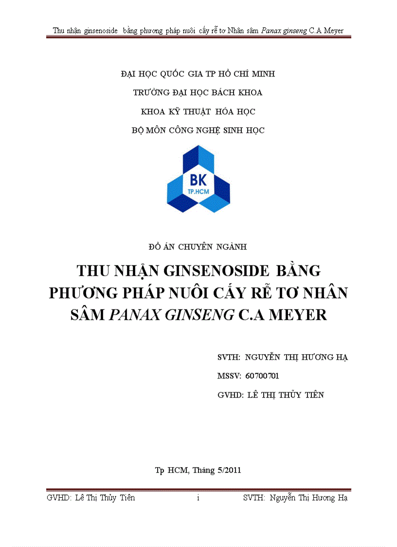 image for page Thu nhận ginsenoside bằng phương pháp nuôi cấy rễ tơ Nhân sâm Panax ginseng C A Meyer