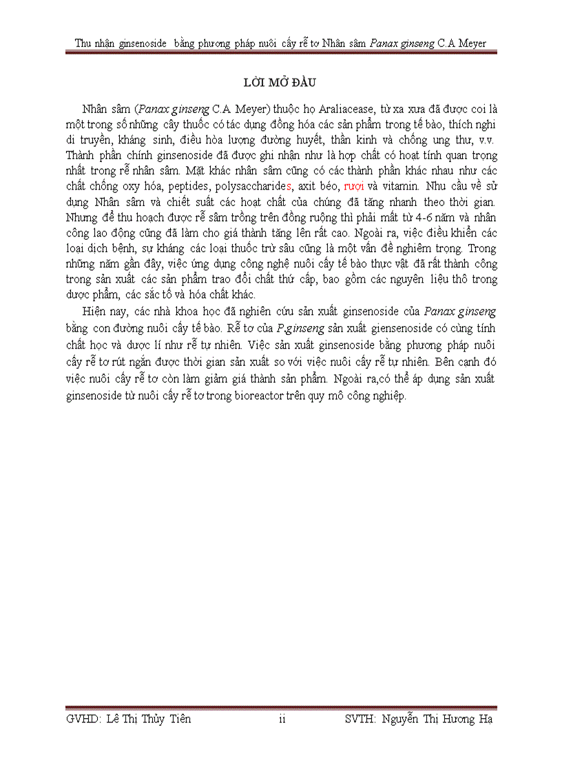 image for page Thu nhận ginsenoside bằng phương pháp nuôi cấy rễ tơ Nhân sâm Panax ginseng C A Meyer