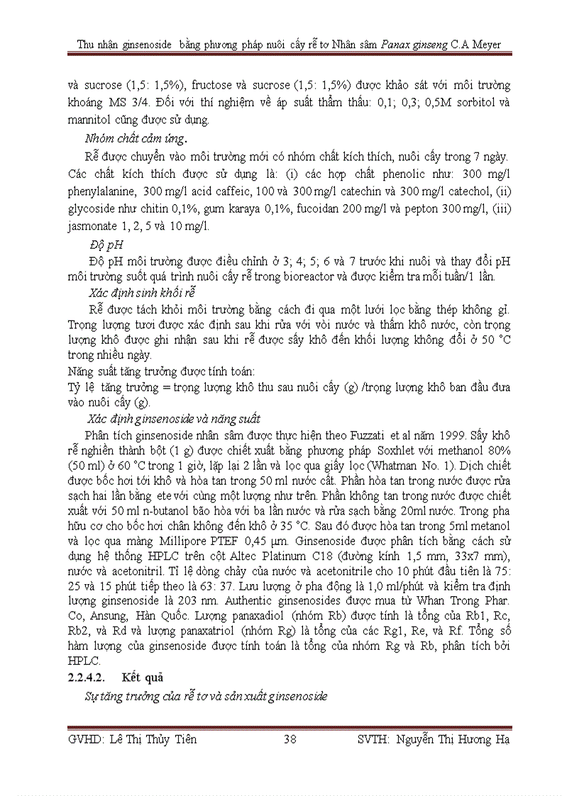 image for page Thu nhận ginsenoside bằng phương pháp nuôi cấy rễ tơ Nhân sâm Panax ginseng C A Meyer