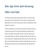 Xác lập hình ảnh thương hiệu của bạn