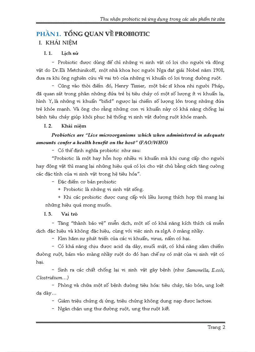 image for page Thu nhận probiotic và ứng dụng trong các sản phẩm từ sữa