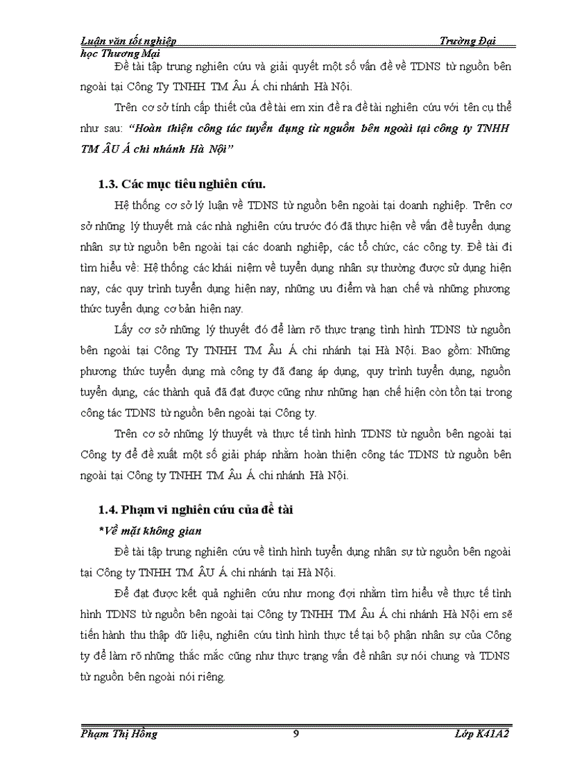 image for page Hoàn thiện công tác tuyển dụng nhân sự từ nguồn bên ngoài tại công ty TNHH thương mại ÂU Á chi nhánh Hà Nội