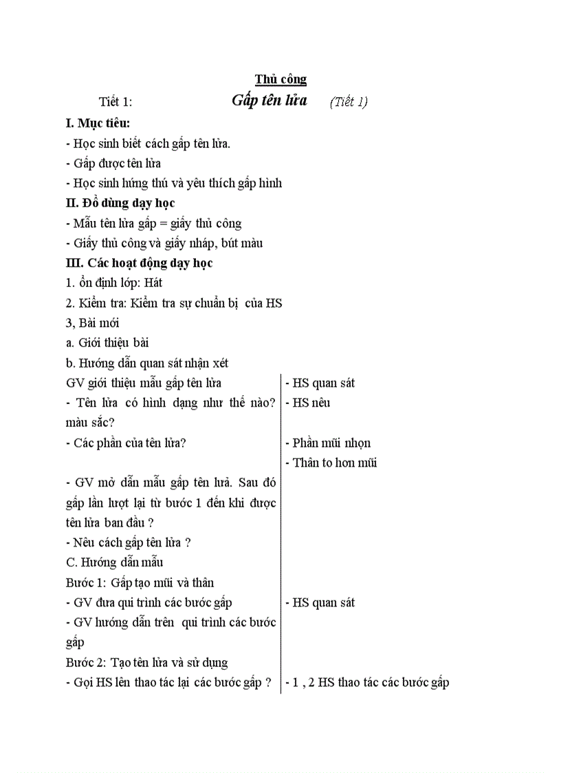 image for page Thủ công Gấp tên lửa