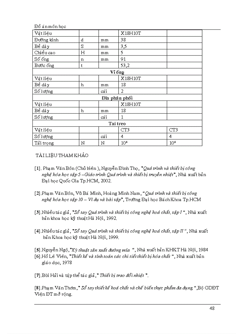 image for page Thiết kế hệ thống cô đặc dung dịch mía đường bằng hệ hai nồi xuôi chiều liên tục loại ống dài Năng suất nhập liệu 3500 Kg h