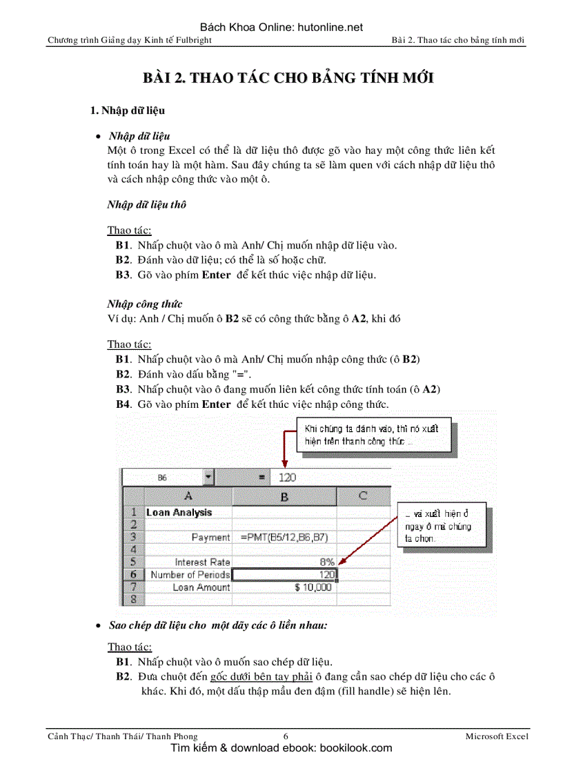 image for page Ứng dụng MS Excel trong Kinh tế tài liệu giảng dạy Fulbright