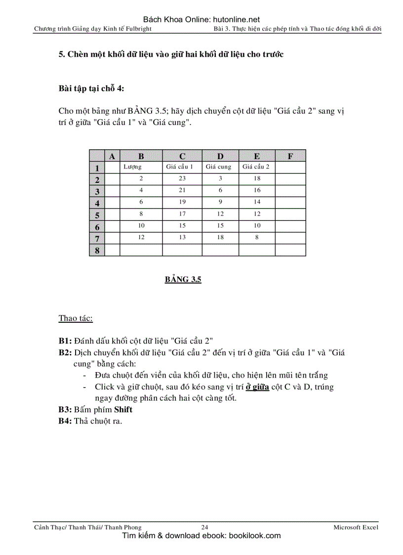 image for page Ứng dụng MS Excel trong Kinh tế tài liệu giảng dạy Fulbright