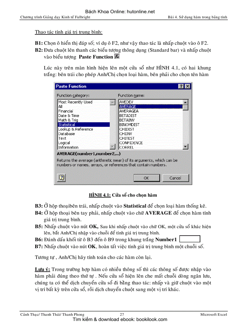image for page Ứng dụng MS Excel trong Kinh tế tài liệu giảng dạy Fulbright