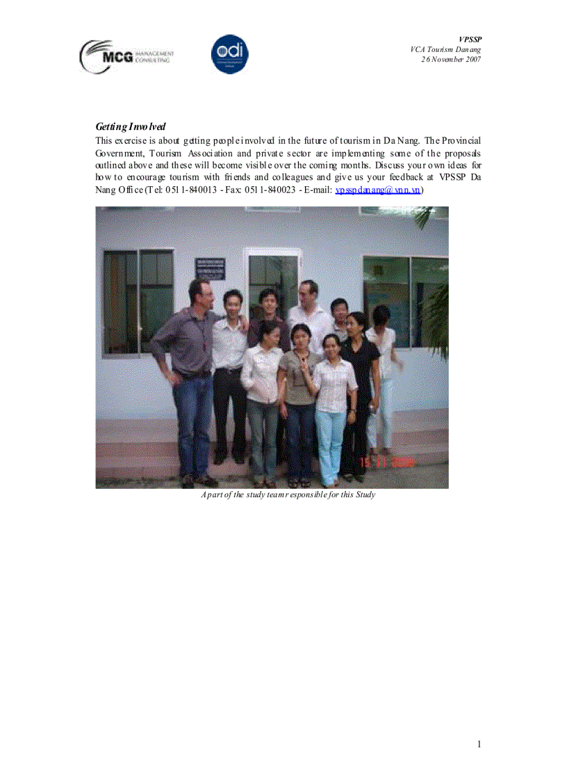 image for page Final Report on Participatory Tourism Value Chain Analysis in Da Nang Central Vietnam