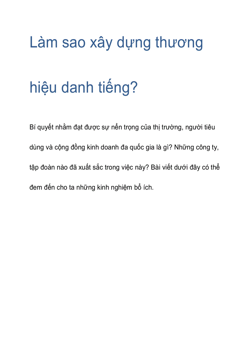 image for page Làm sao xây dựng thương hiệu danh tiếng