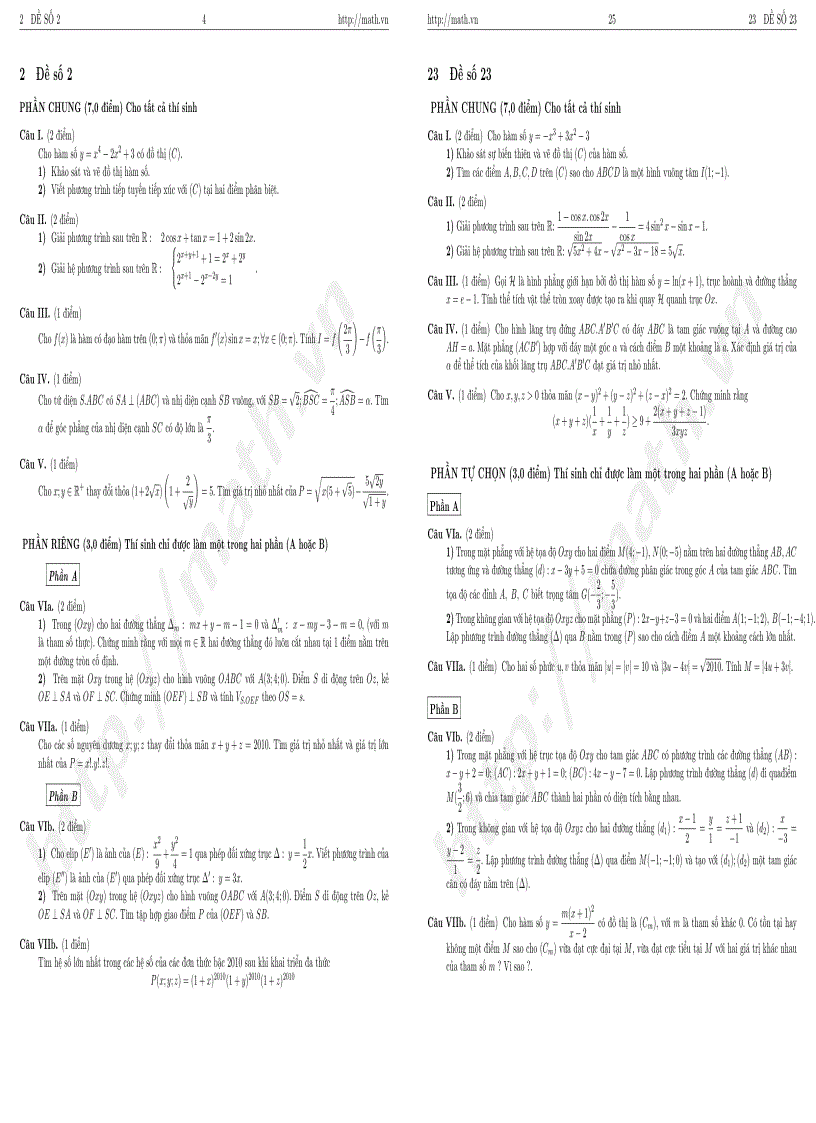 image for page Tuyển tập 24 đề luyện thi đại học