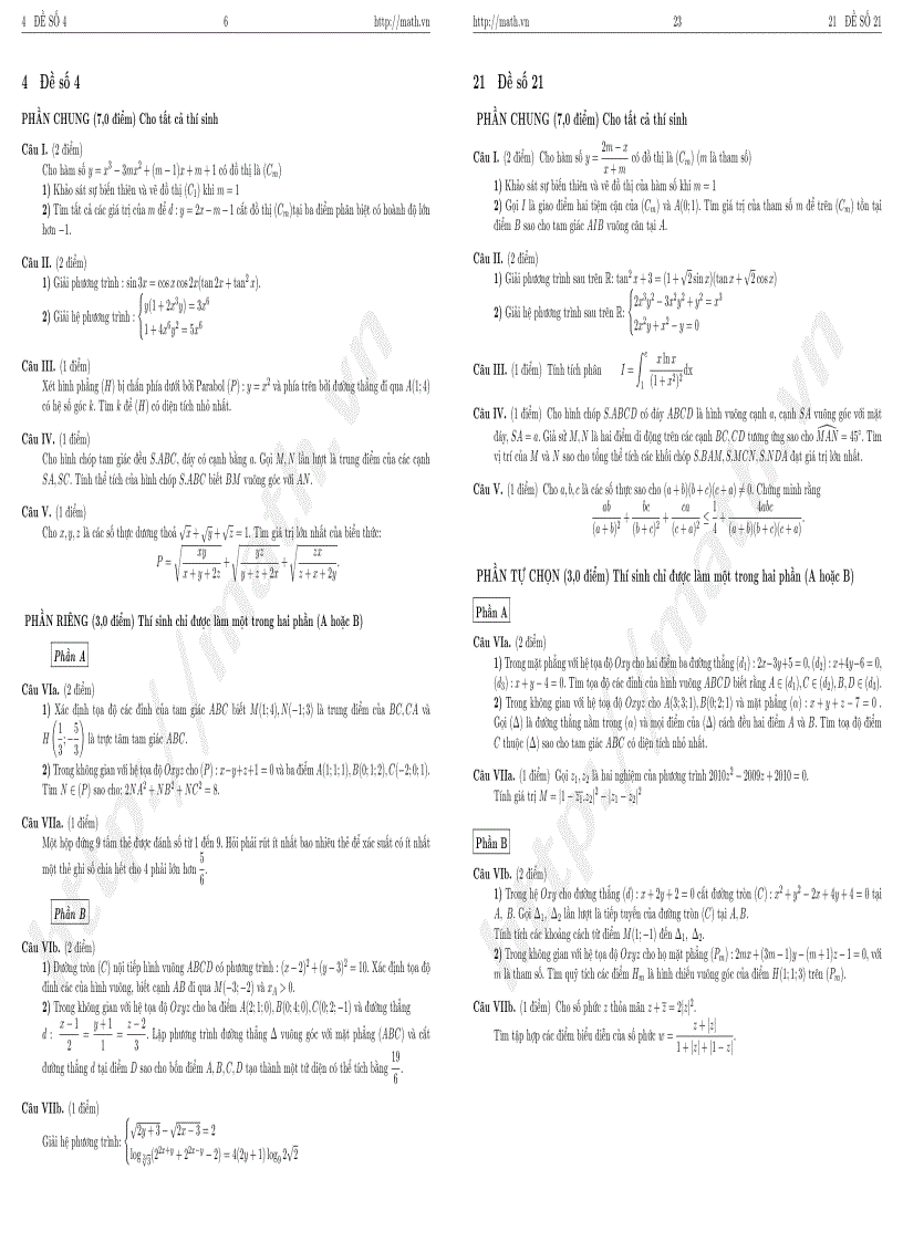 image for page Tuyển tập 24 đề luyện thi đại học