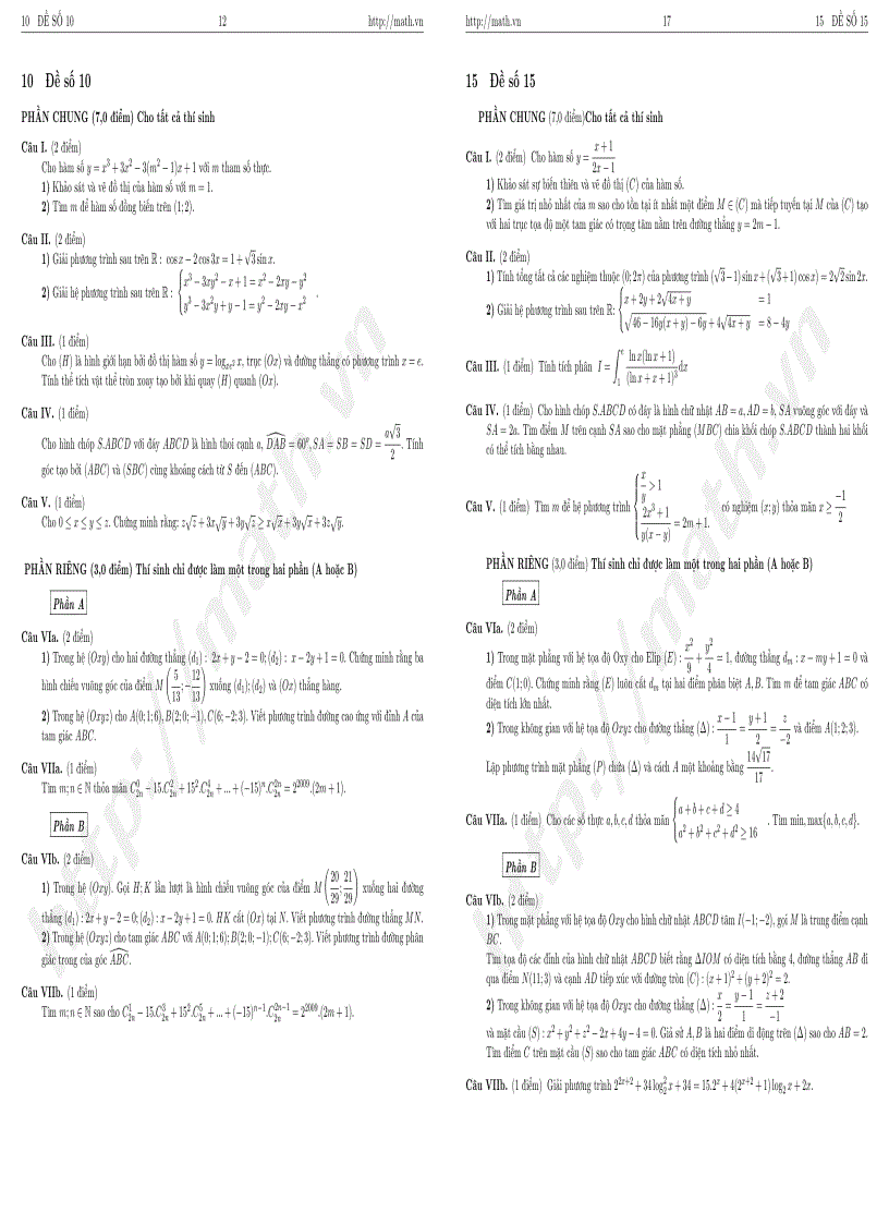 image for page Tuyển tập 24 đề luyện thi đại học