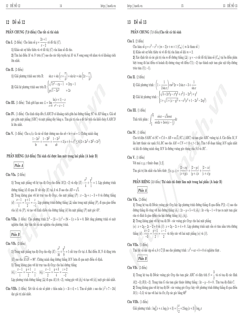 image for page Tuyển tập 24 đề luyện thi đại học