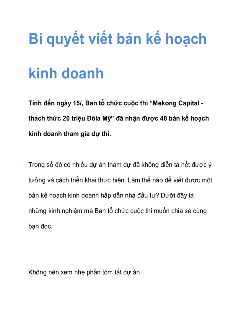 image for page Bí quyết viết bản kế hoạch kinh doanh