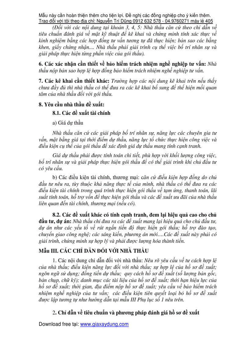 image for page Mẫu hồ sơ mời thầu tư vấn xây dựng