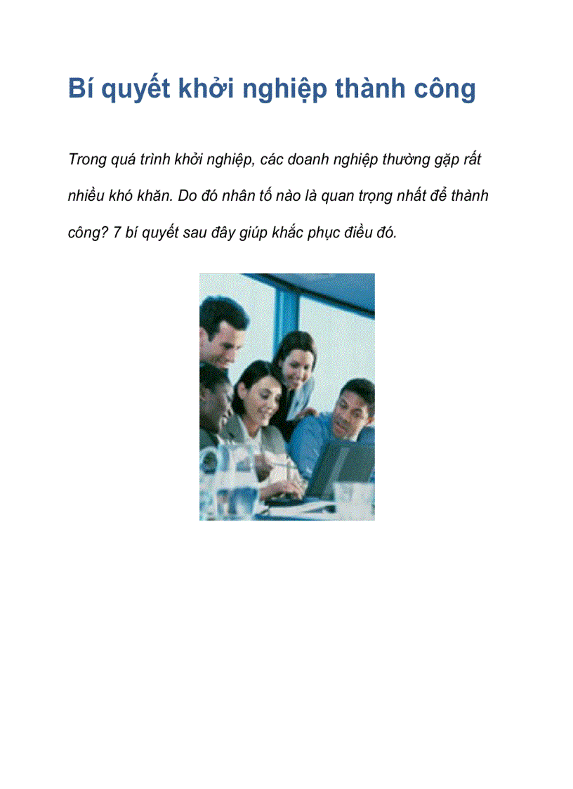 image for page Bí quyết khởi nghiệp thành công