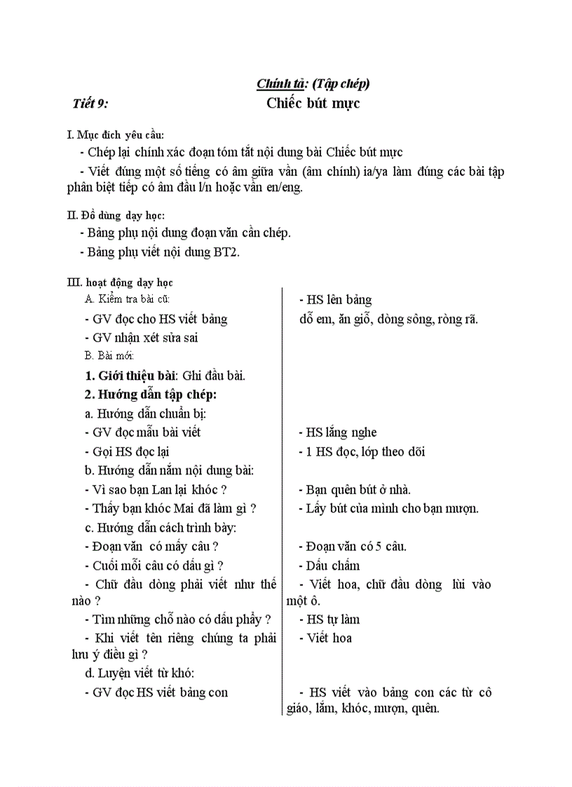 image for page Chính tả Tập chép Chiếc bút mực