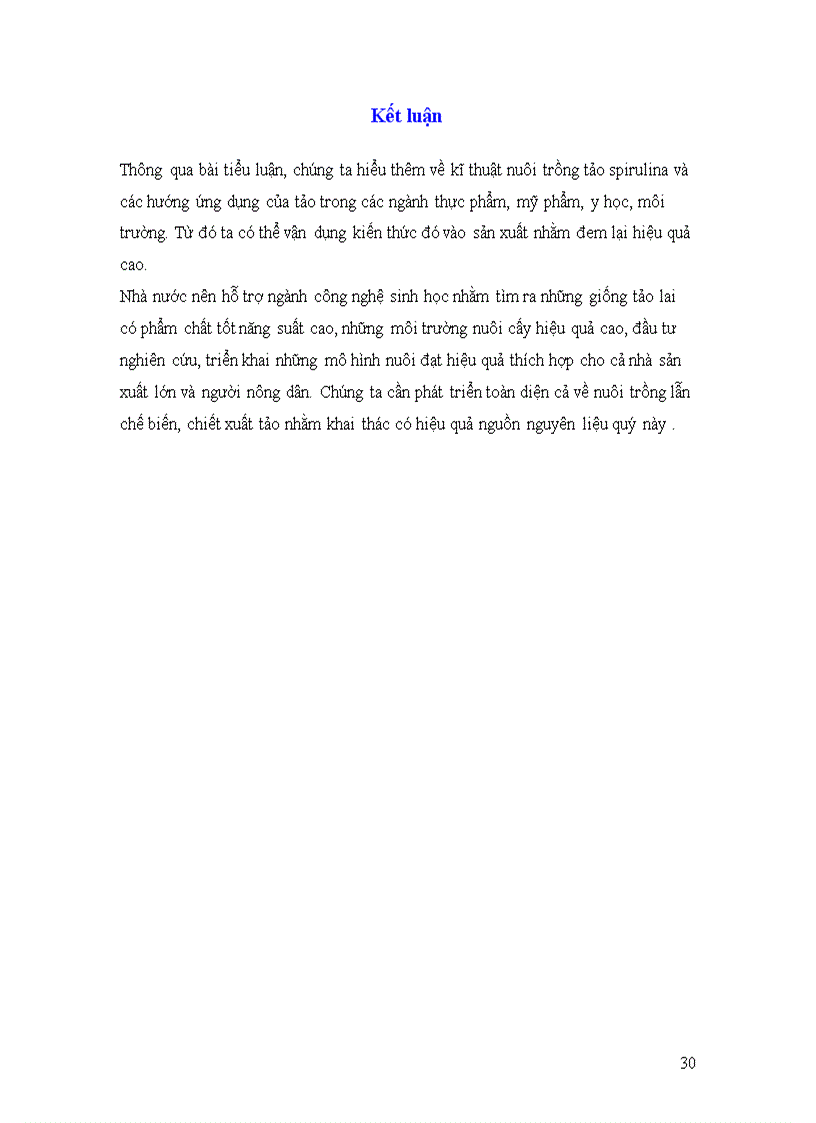 image for page Giới thiệu các hướng Ứng dụng tảo spirulina trong xử lý nước thải và các ngành thực phẩm y dược mỹ phẩm