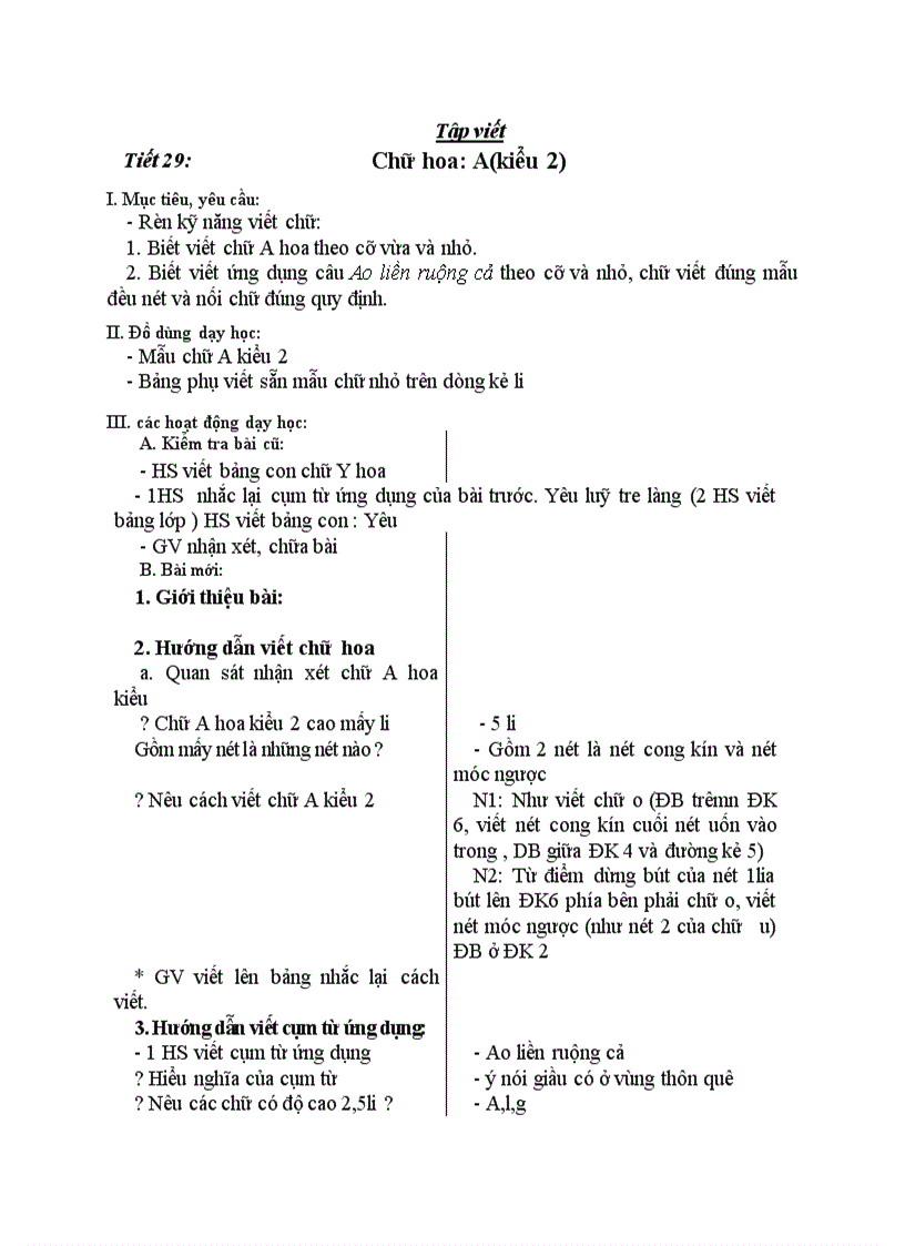 image for page Tập viết Chữ hoa A kiểu 2