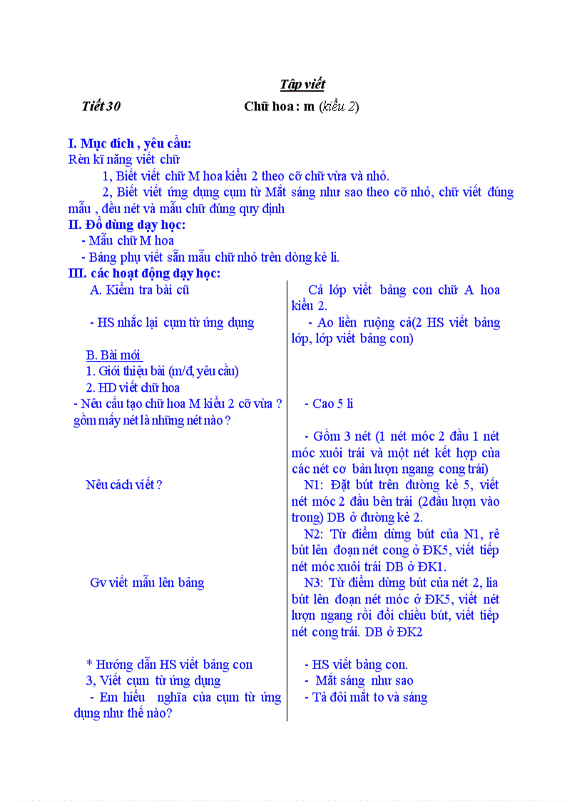 image for page Tập viết Chữ hoa M kiểu 2