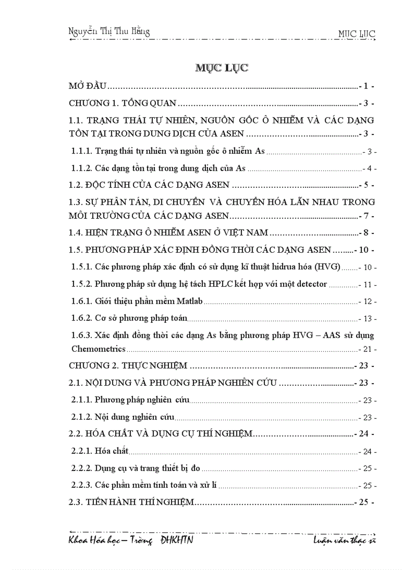 image for page Nghiên cứu các điều kiện xác định các dạng asen bằng phương pháp phổ hấp thụ nguyên tử