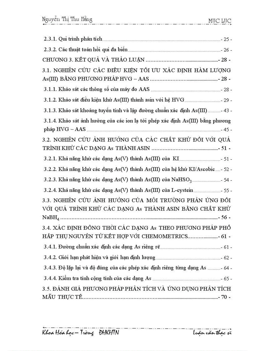 Nghiên cứu các điều kiện xác định các dạng asen bằng phương pháp phổ hấp thụ nguyên tử