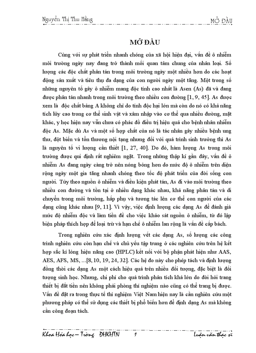 image for page Nghiên cứu các điều kiện xác định các dạng asen bằng phương pháp phổ hấp thụ nguyên tử