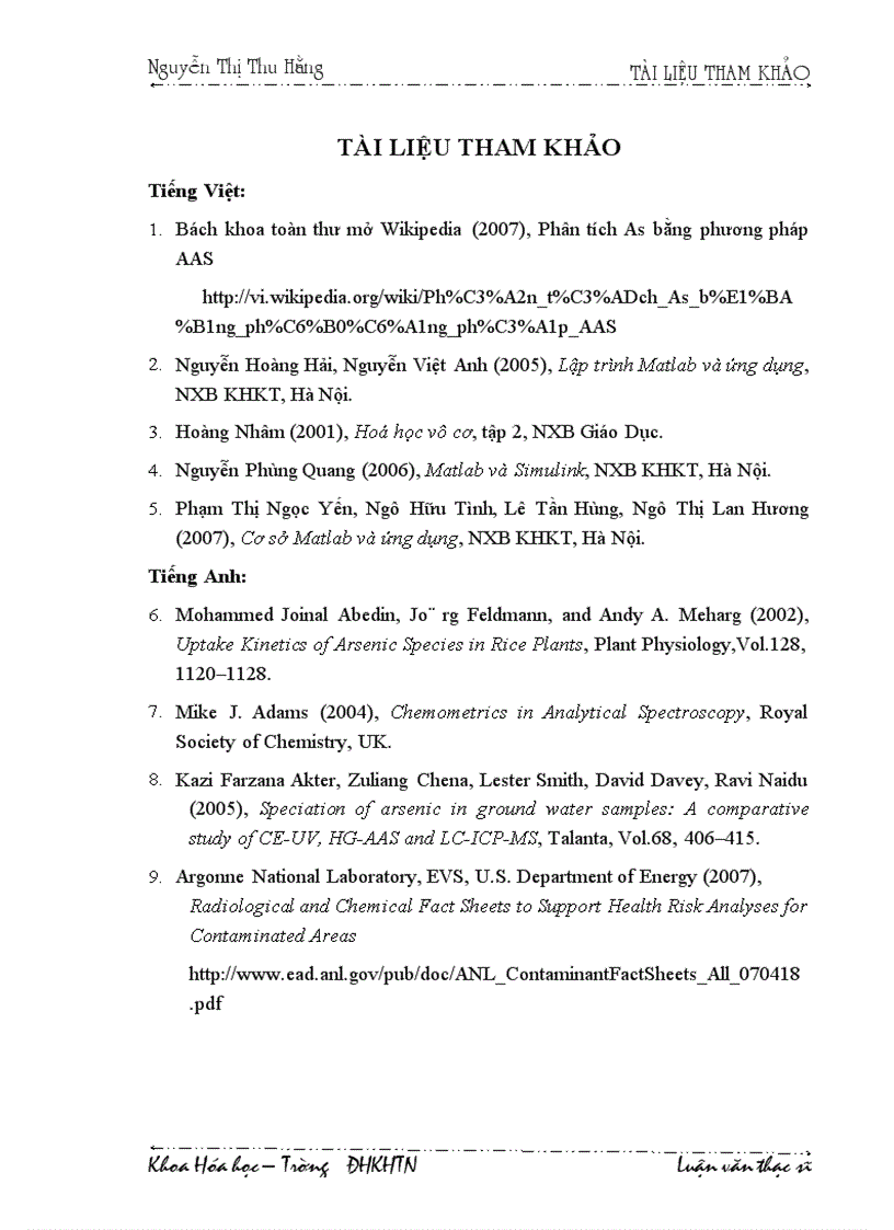image for page Nghiên cứu các điều kiện xác định các dạng asen bằng phương pháp phổ hấp thụ nguyên tử