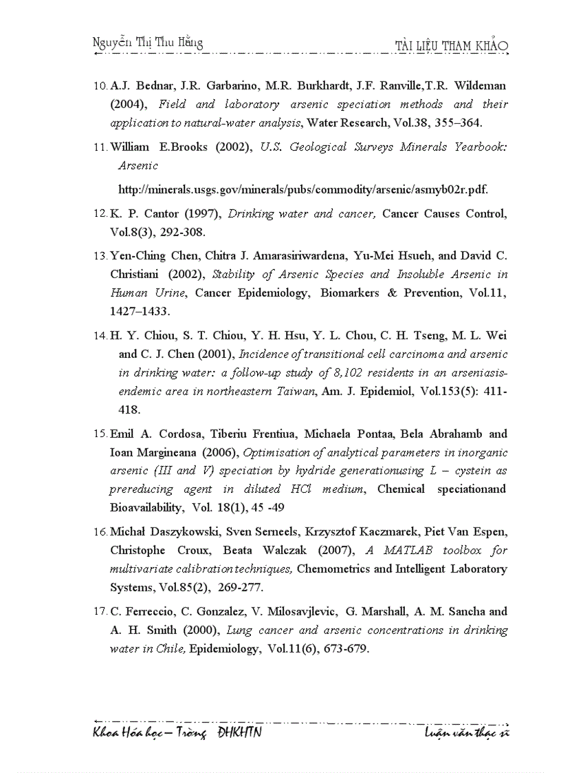 image for page Nghiên cứu các điều kiện xác định các dạng asen bằng phương pháp phổ hấp thụ nguyên tử
