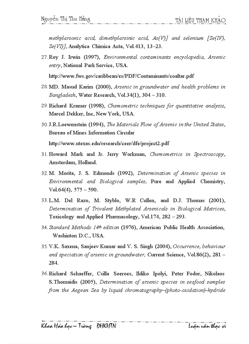 image for page Nghiên cứu các điều kiện xác định các dạng asen bằng phương pháp phổ hấp thụ nguyên tử