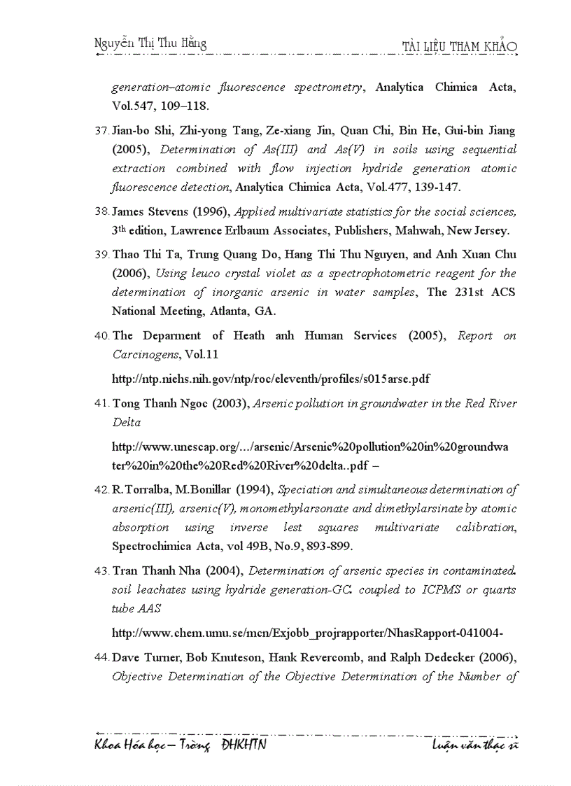 image for page Nghiên cứu các điều kiện xác định các dạng asen bằng phương pháp phổ hấp thụ nguyên tử