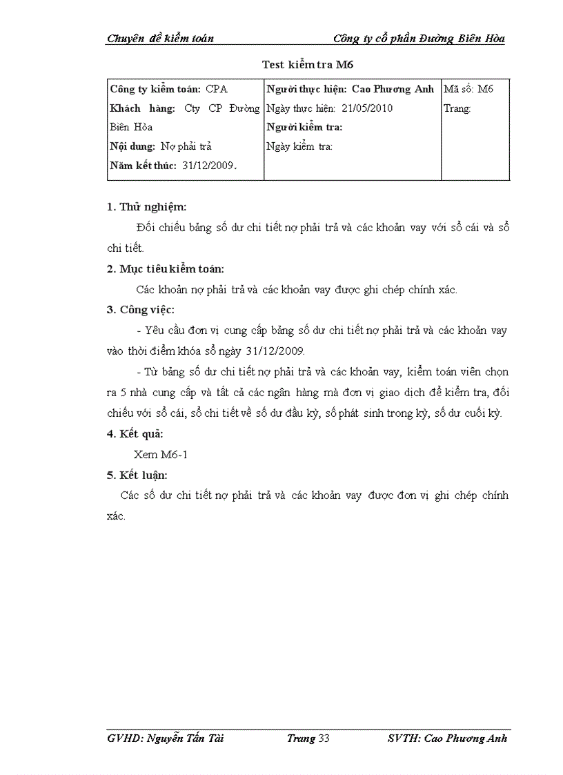 image for page Kiểm toán khoản mục Nợ phải trả tại Công ty cổ phần Đường Biên Hòa