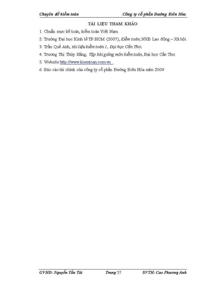 image for page Kiểm toán khoản mục Nợ phải trả tại Công ty cổ phần Đường Biên Hòa