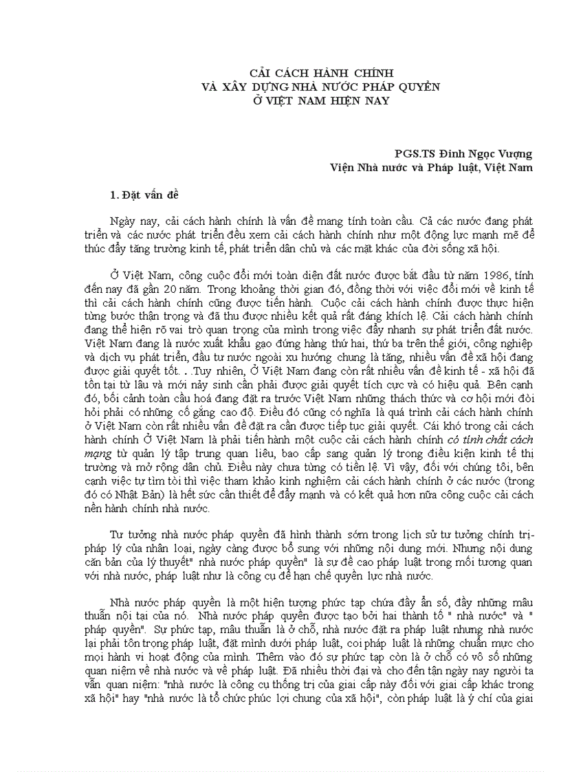 Cải cách hành chính và xây dựng nhà nước pháp quyền ở việt nam hiện nay 1