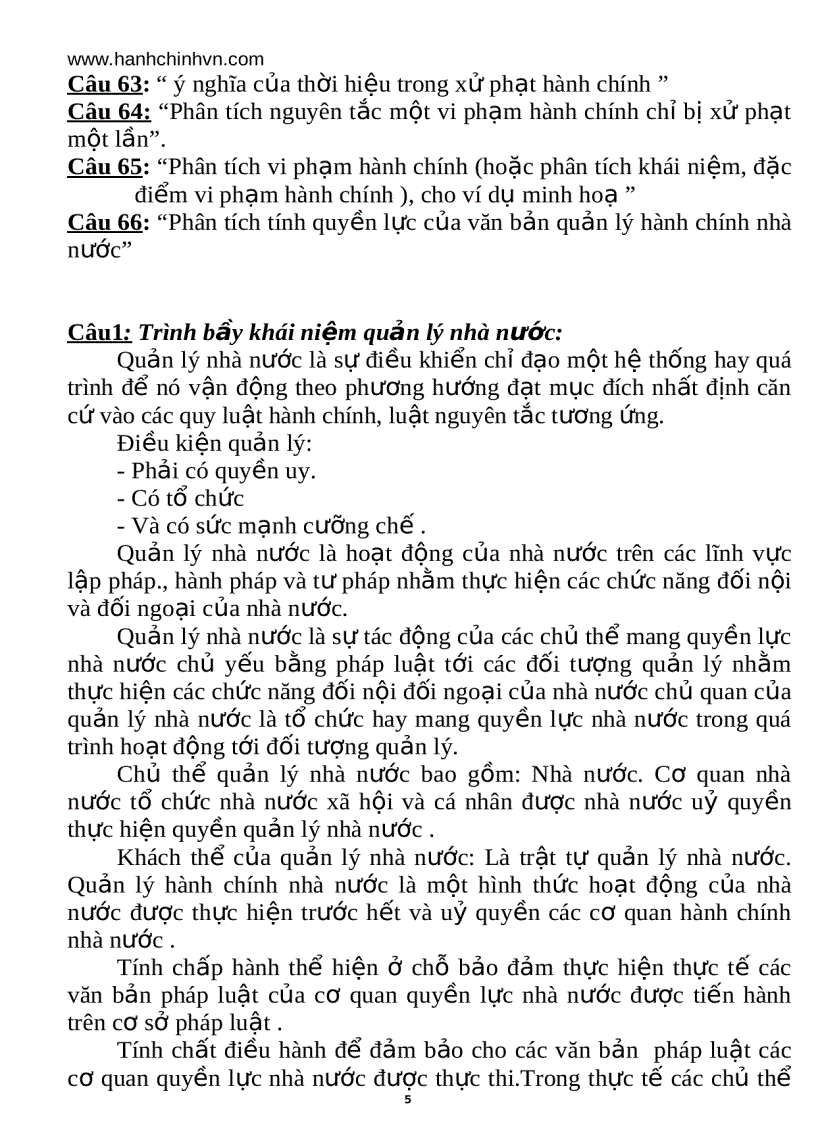 image for page Ngân hàng câu hỏi môn luật hành chính