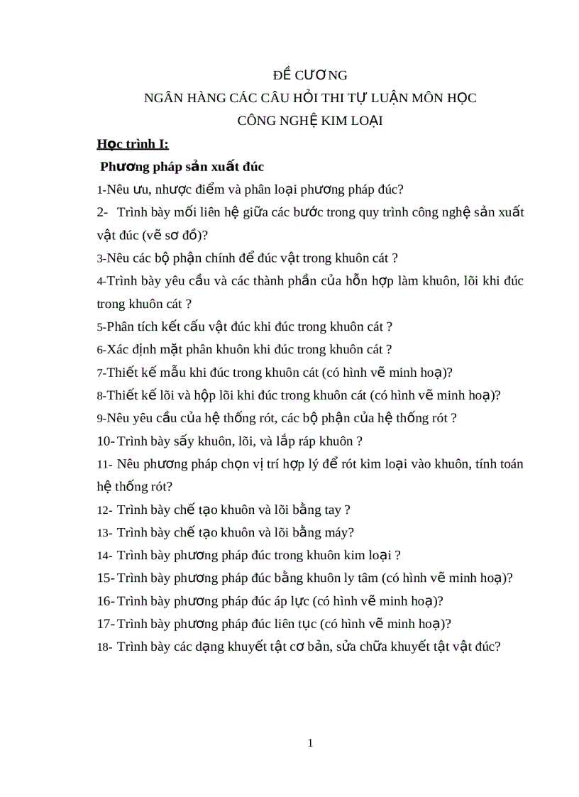 image for page Ngân hàng câu hỏi thi tự luận môn Công nghệ kim loại