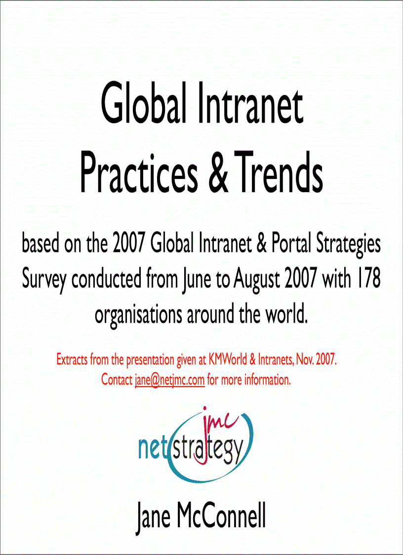 image for page Global Intranet Practices Trends 2007