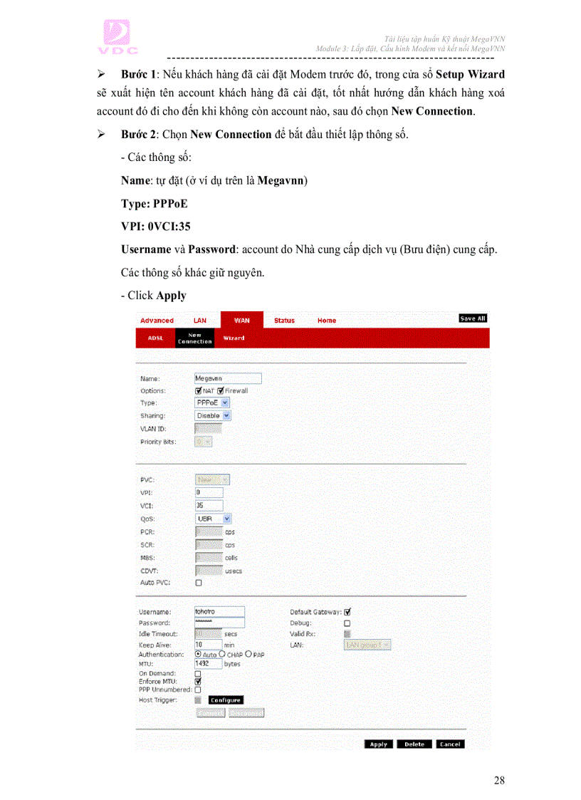 image for page Ebook hướng dẫn lắp đặt cấu hình Modem và kết nối MEGAVNN