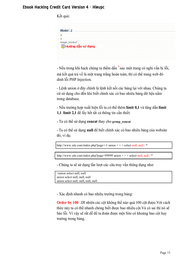 image for page Sử dụng SQL Injection để hack web