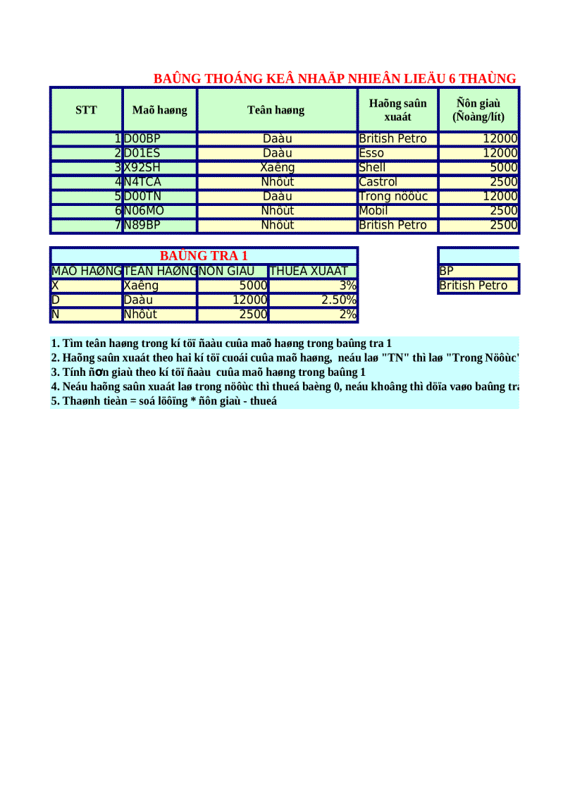 image for page Bài tập Microsoft office Excel nâng cao Bài số 4
