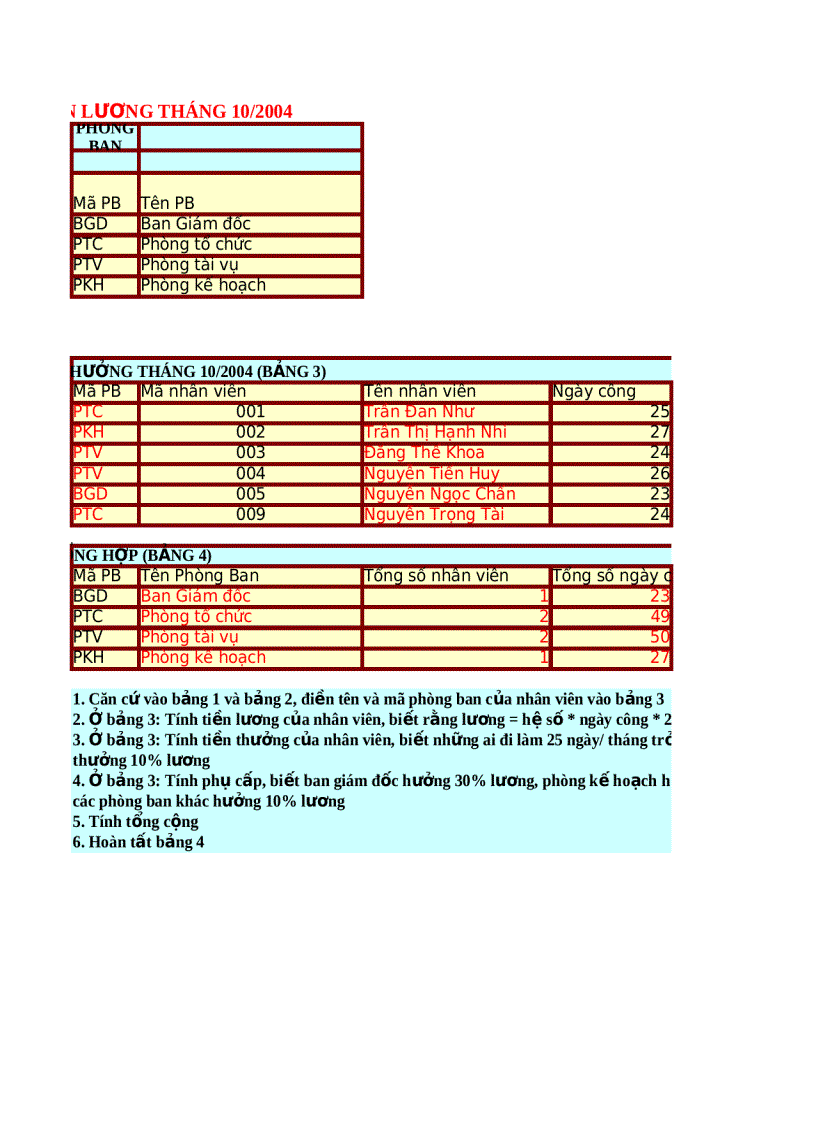 image for page Bài tập Microsoft office Excel nâng cao Bài số 9