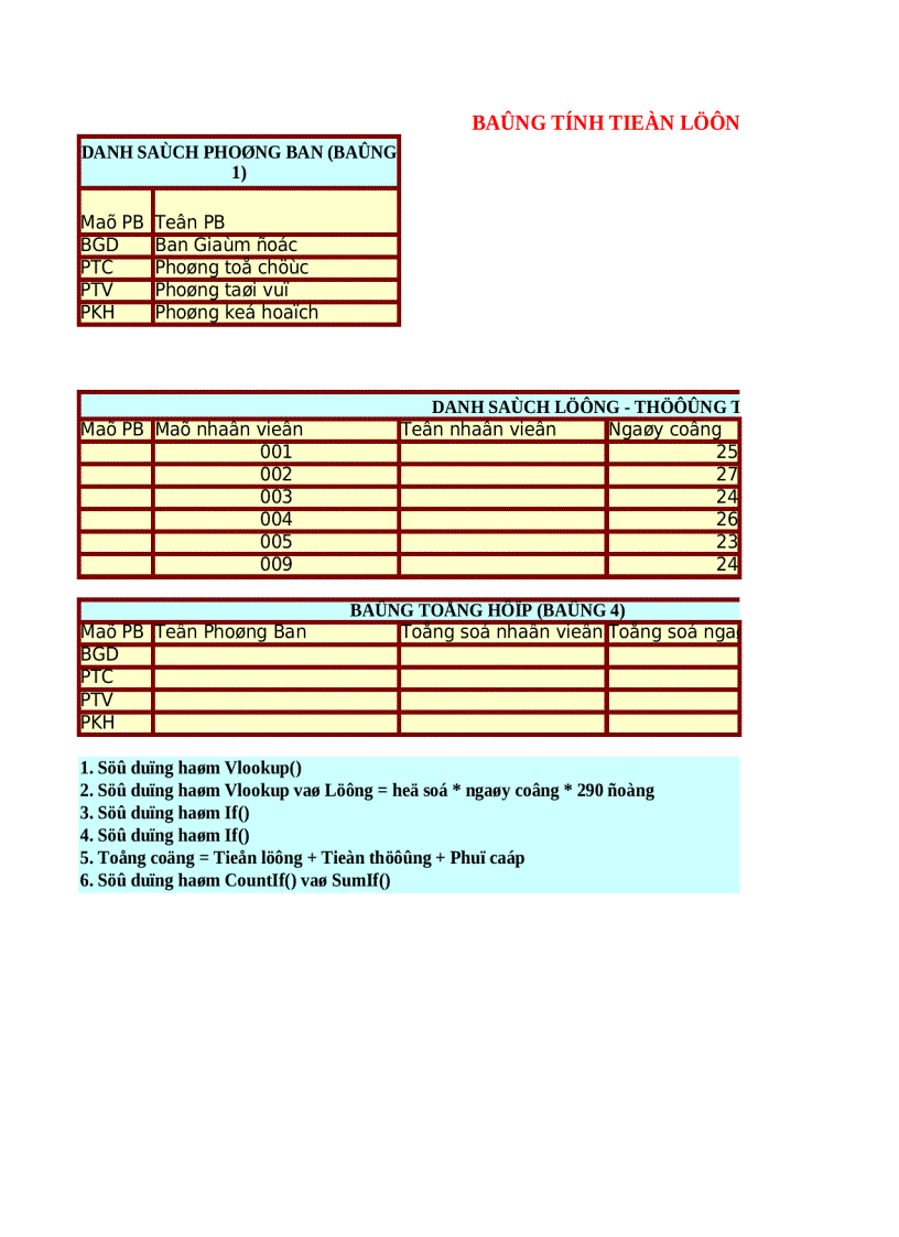 image for page Bài tập Microsoft office Excel nâng cao Bài số 9