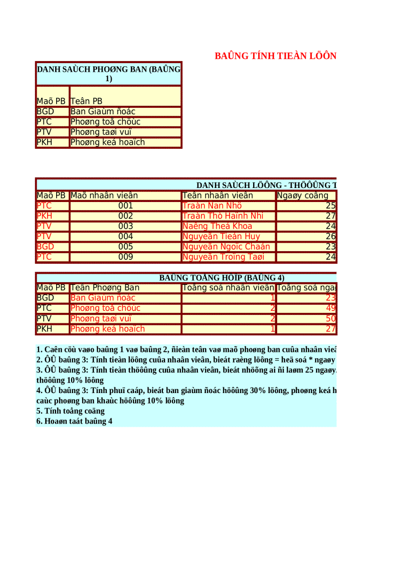 image for page Bài tập Microsoft office Excel nâng cao Bài số 9