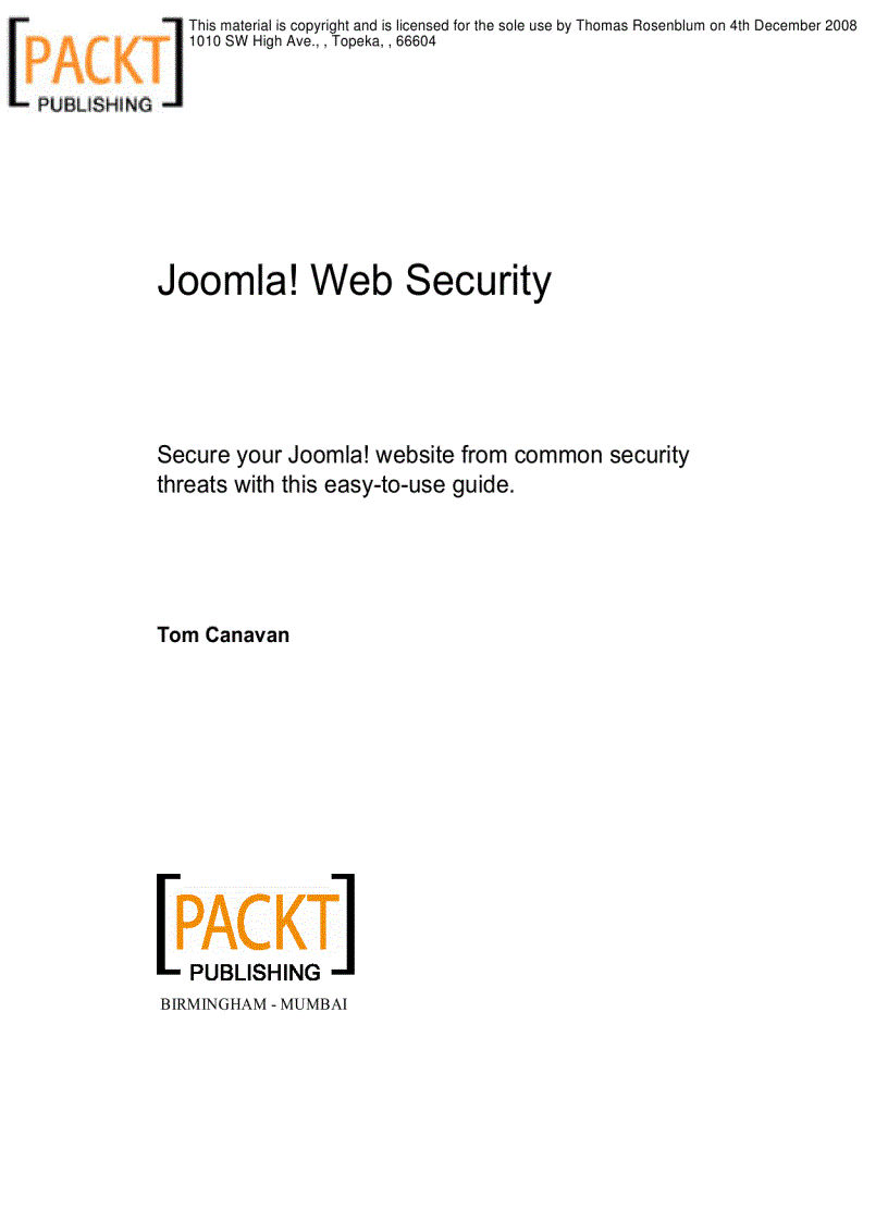 Joomla Web Security Bảo mật Joomla