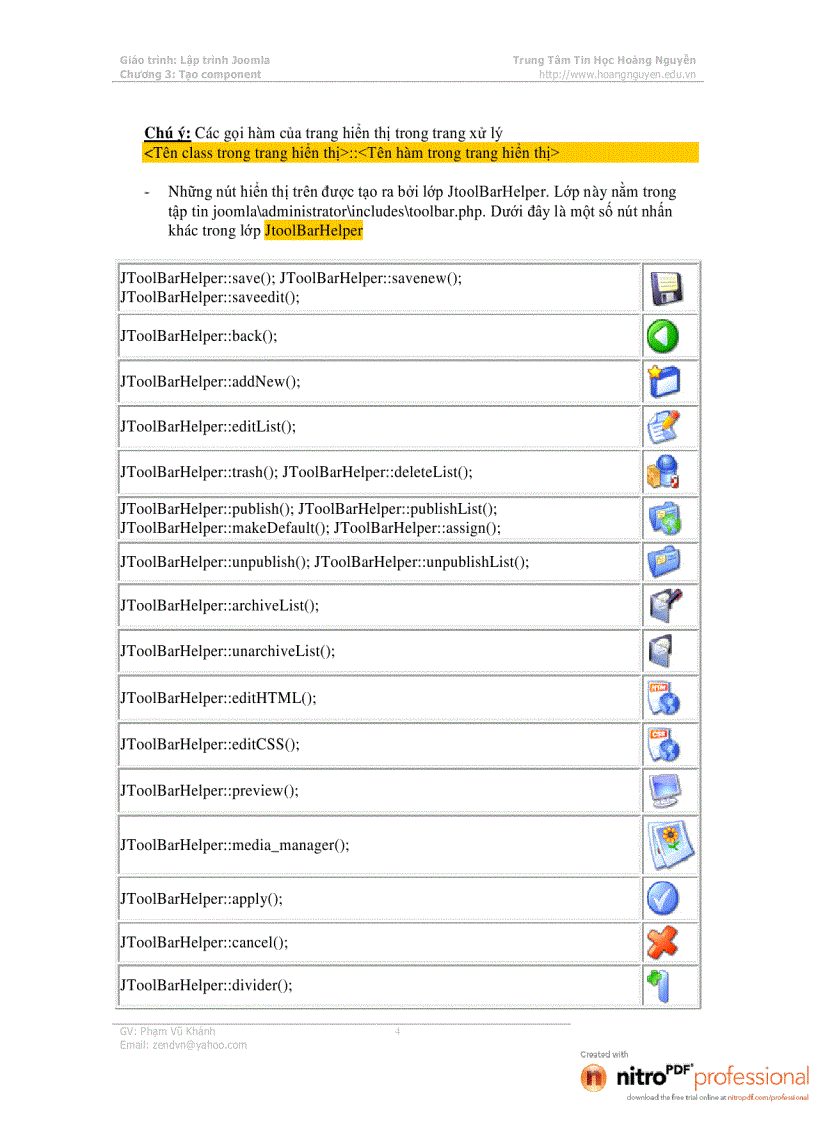 image for page Giáo trình lập trình Joomla Hướng dẫn tạo Component