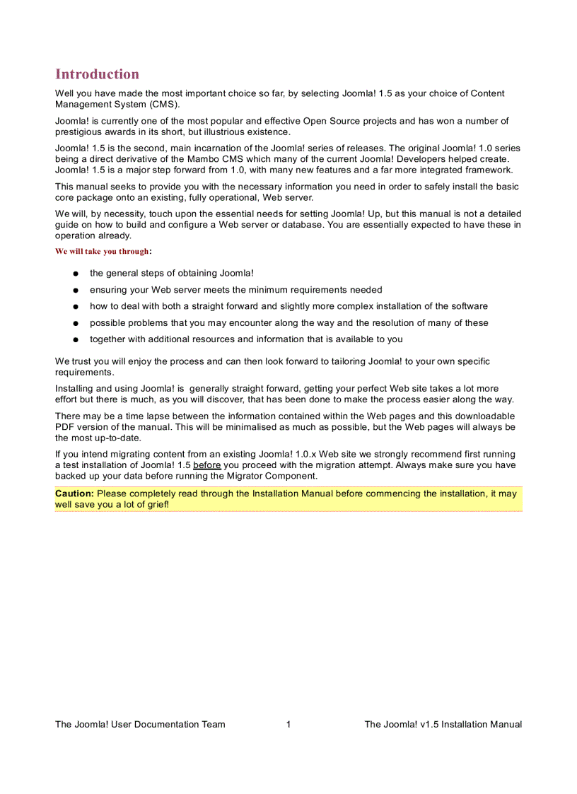 image for page Joomla 1 5 Installation Manual Author Andy Wallace