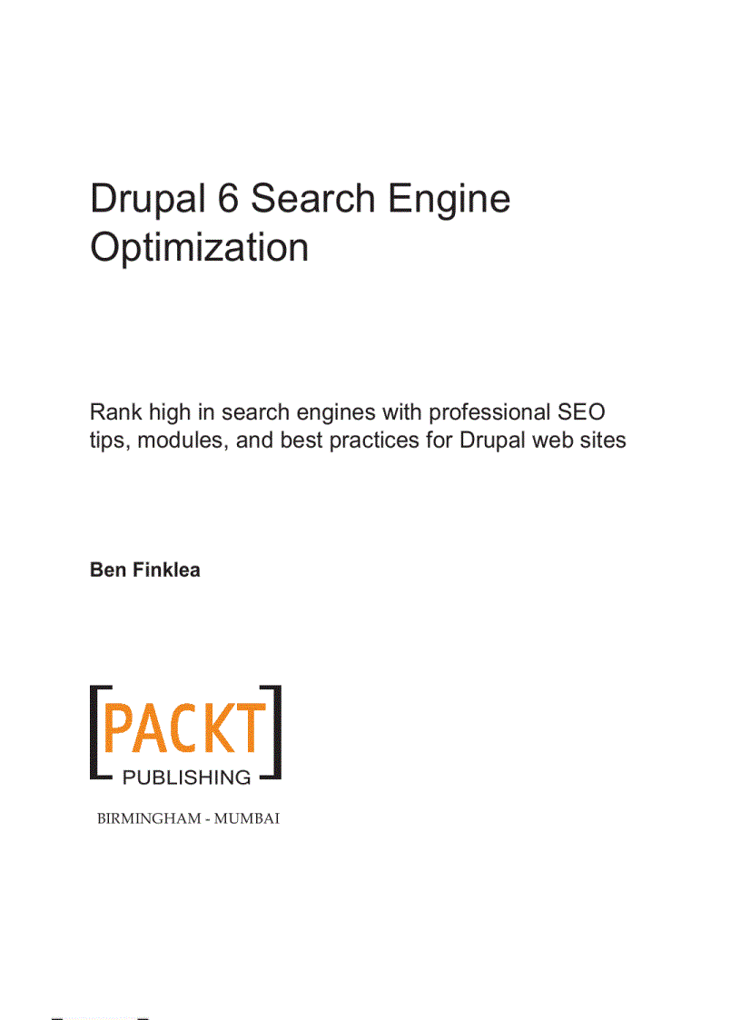 image for page Drupal 6 Search Engine Optimization 2009 Ben Finklea